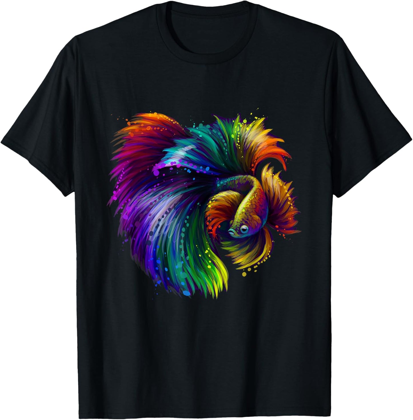 Tropical Colorful Fish Illustration Novelty Graphic Designs T-Shirt - T-Shirt | Black