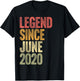 6 Year Old Legend Since June 2020 Retro 6th Birthday T-Shirt - T-Shirt | Black
