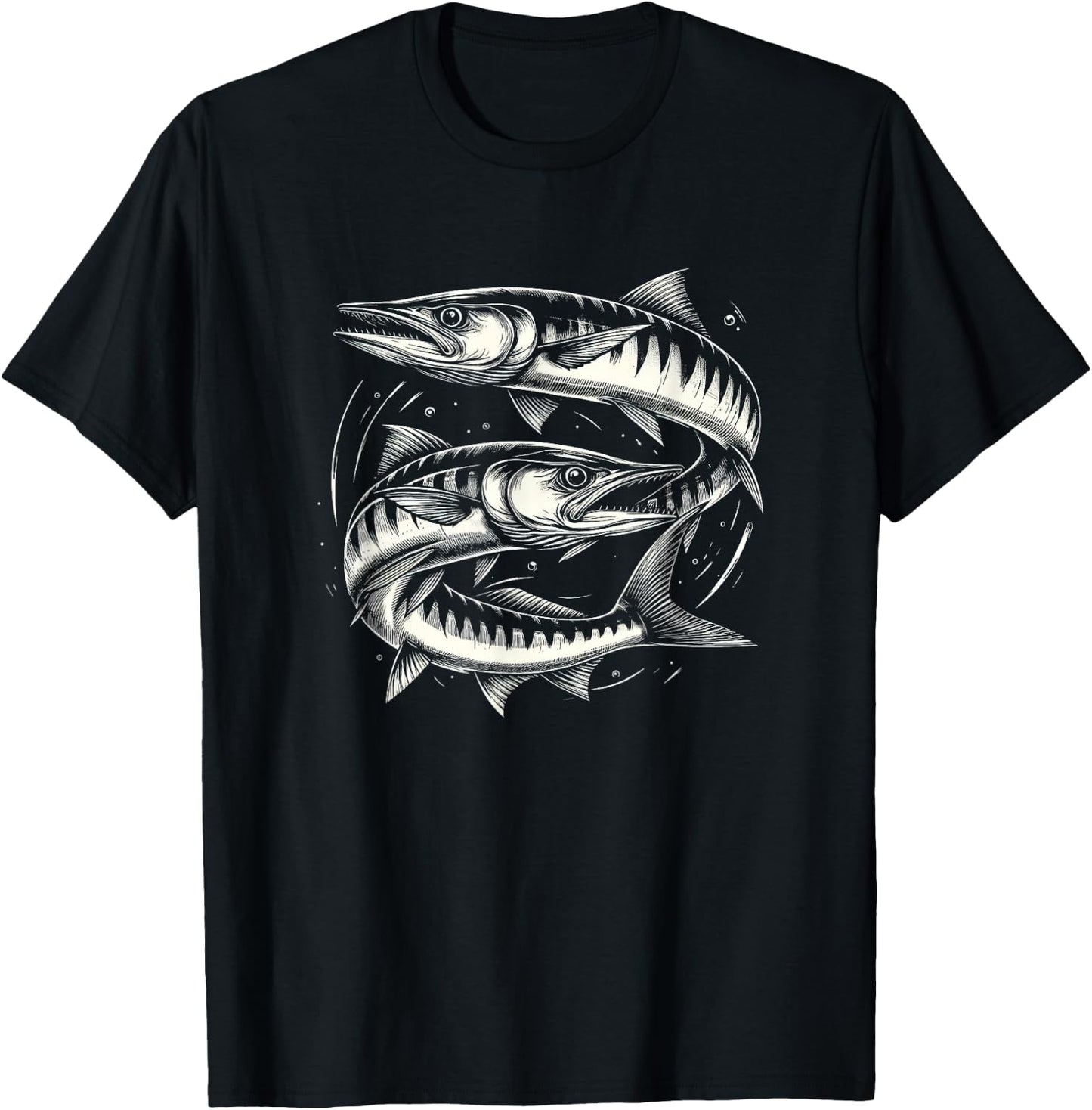 Barracuda Fish Graphic Art Design And Men T-Shirt - T-Shirt | Black