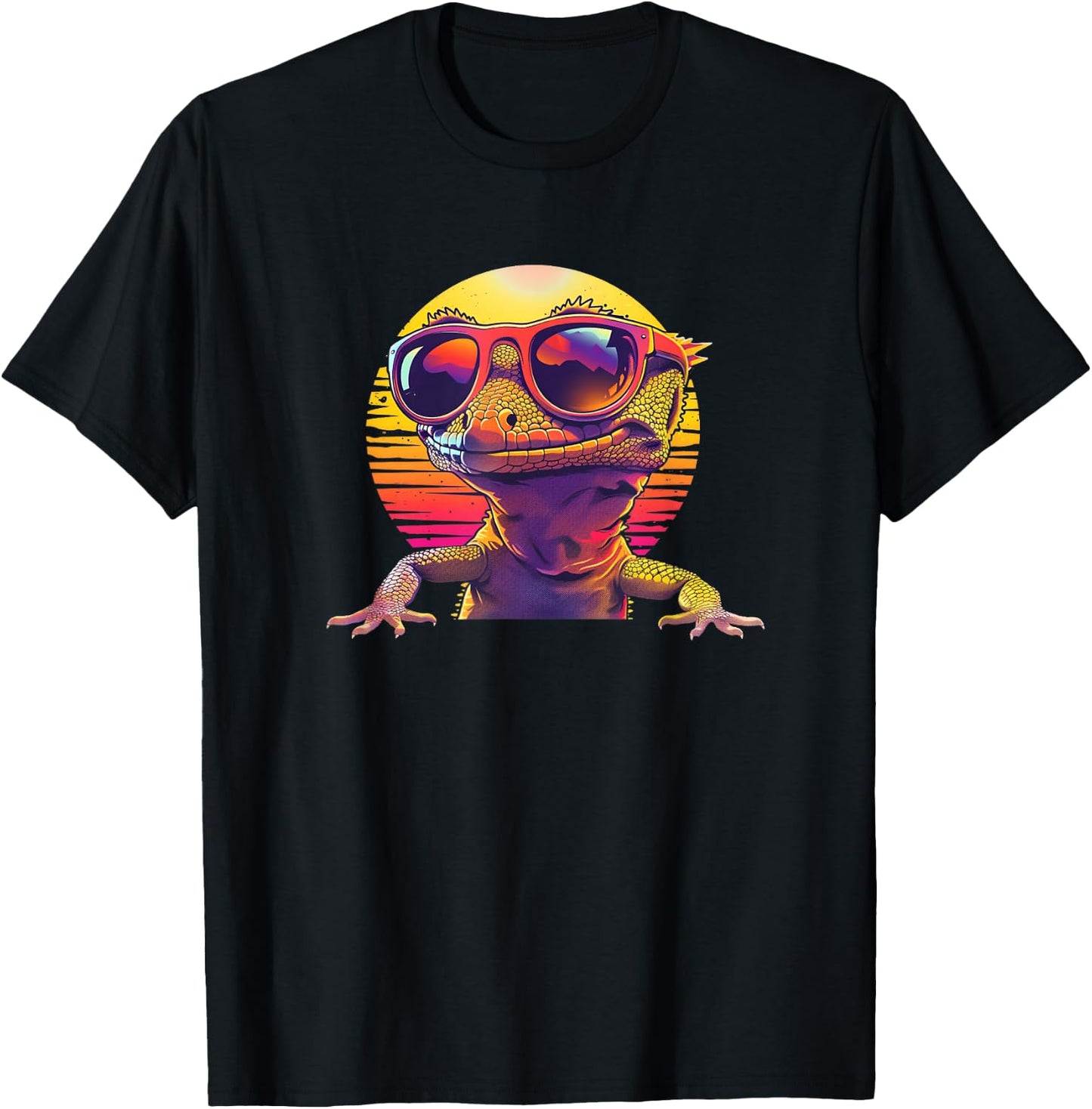 Boys Girls Retro Vintage 80s Pet Crested Gecko Lover T-Shirt - T-Shirt | Black