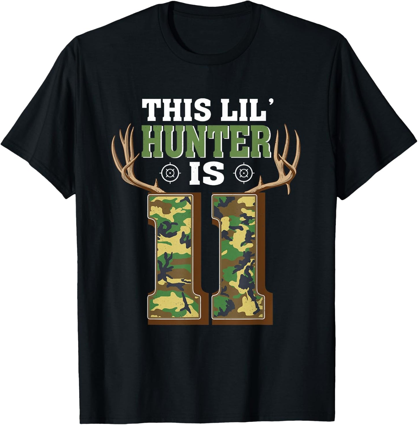 11th Birthday Hunting Deer 11 Year Old Hunter T-Shirt - T-Shirt | Black