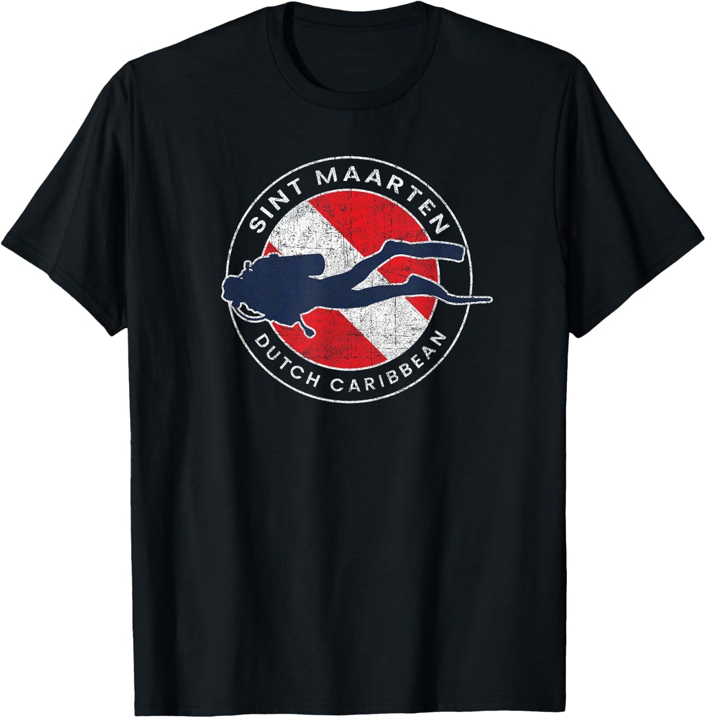 Vintage St Maarten Scuba Dive Flag Vacation Souvenir T-Shirt - T-Shirt | Black