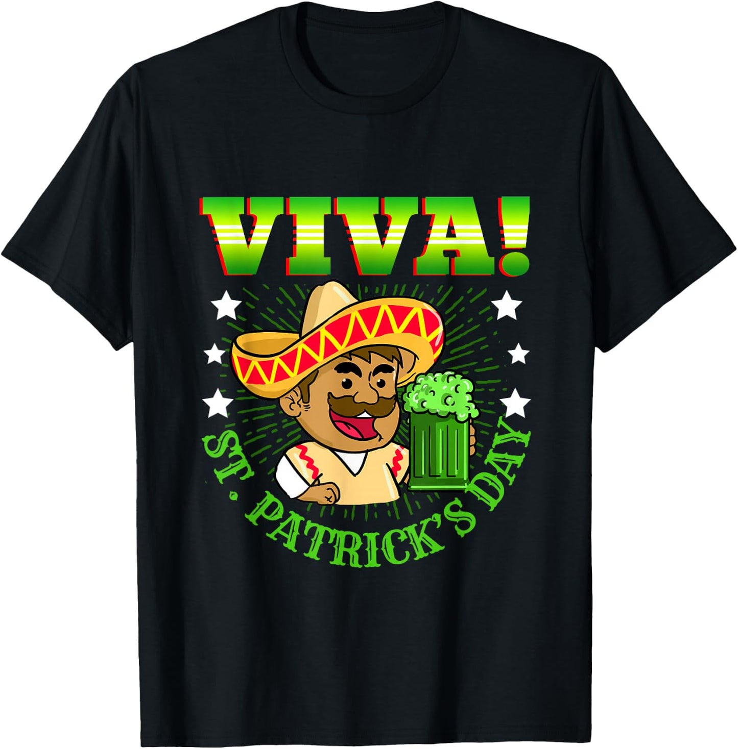 Viva St Patricks Day Irish Mexican T-Shirt - T-Shirt | Black