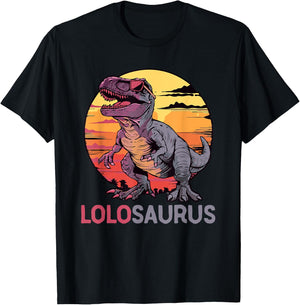LoloSaurus Dino Dinosaur Lolo-Saurus T-Rex Funny Trex T-Shirt - T-Shirt | Black