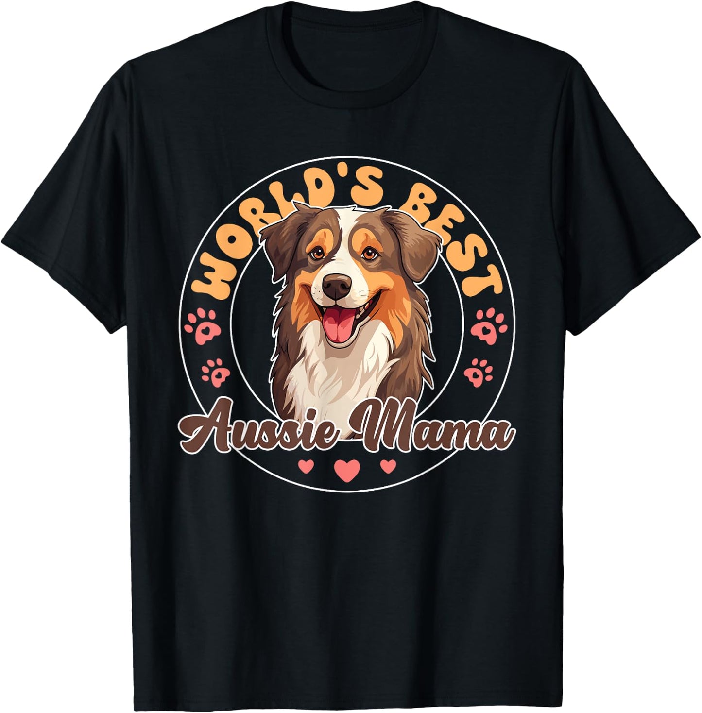 Australian Shepherd Red Tri Dog World's Best Aussie mama Men Women Kids T-Shirt - T-Shirt | Black