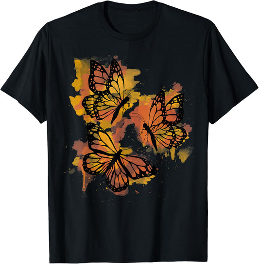 Monarch Butterfly Colourful Butterfly T-Shirt - T-Shirt | Black