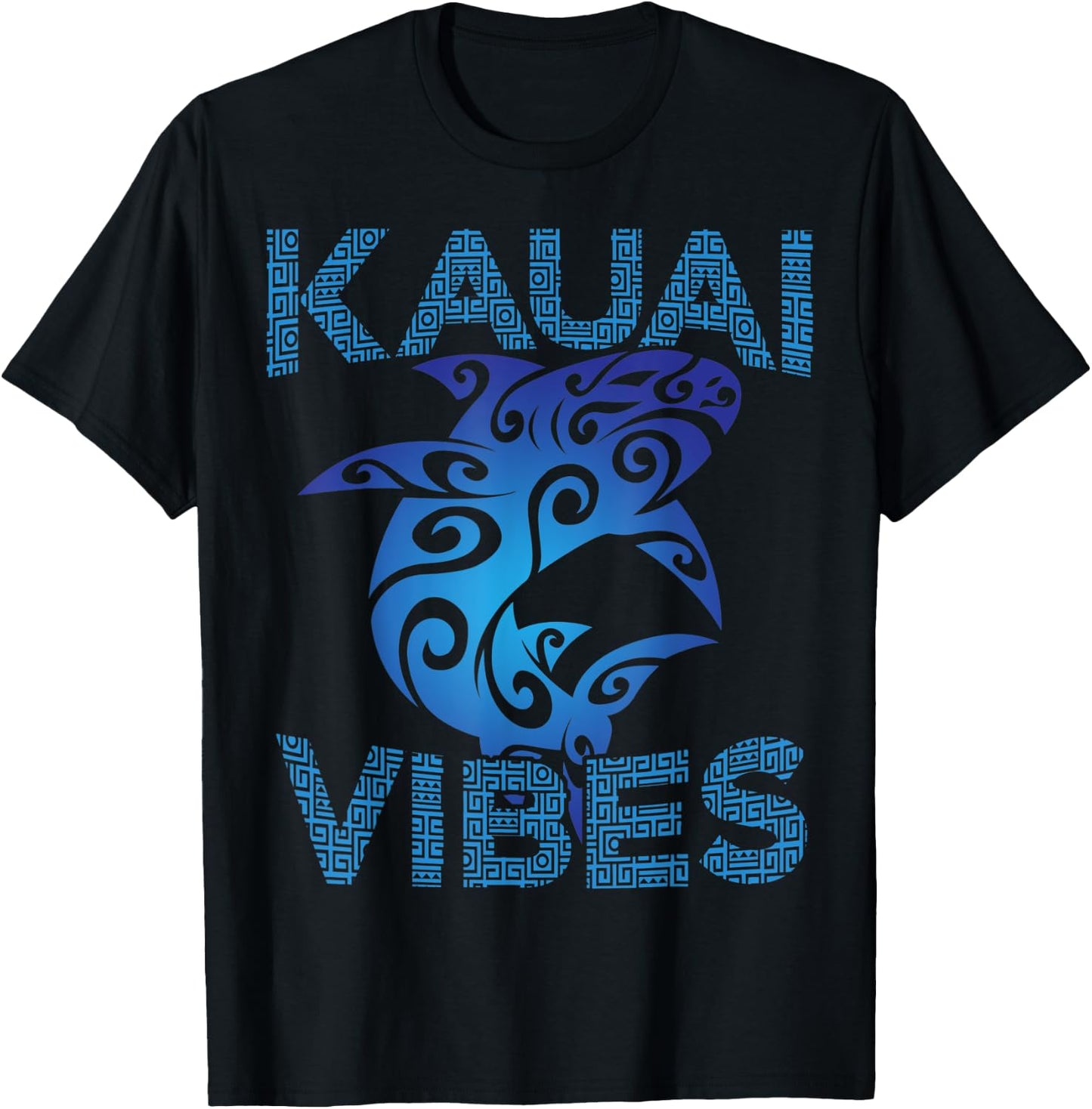 Polynesian Tribal Shark Kauai Hawaii Vibes Tropical Island T-Shirt - T-Shirt | Black