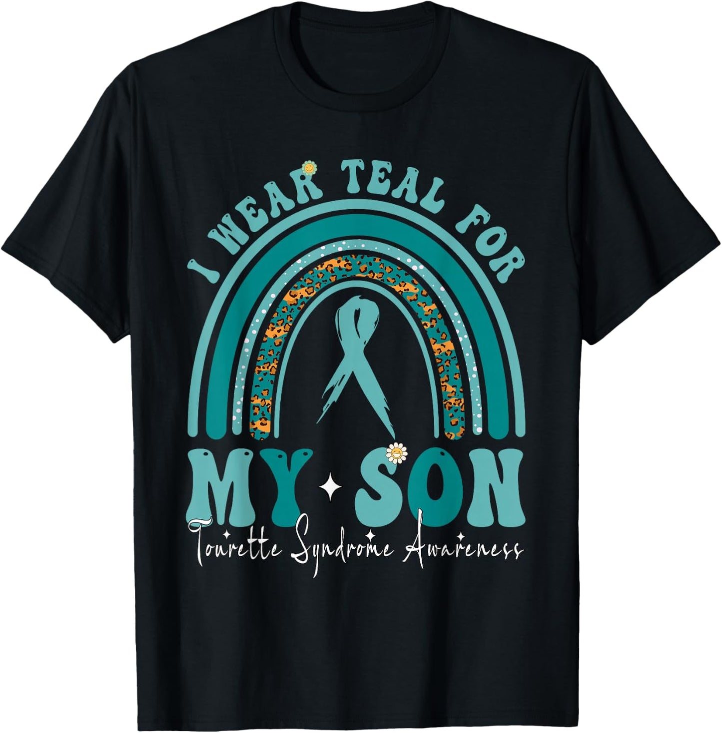 Tourette Syndrome Awareness I Wear Teal For Son Ribbon T-Shirt - T-Shirt | Black