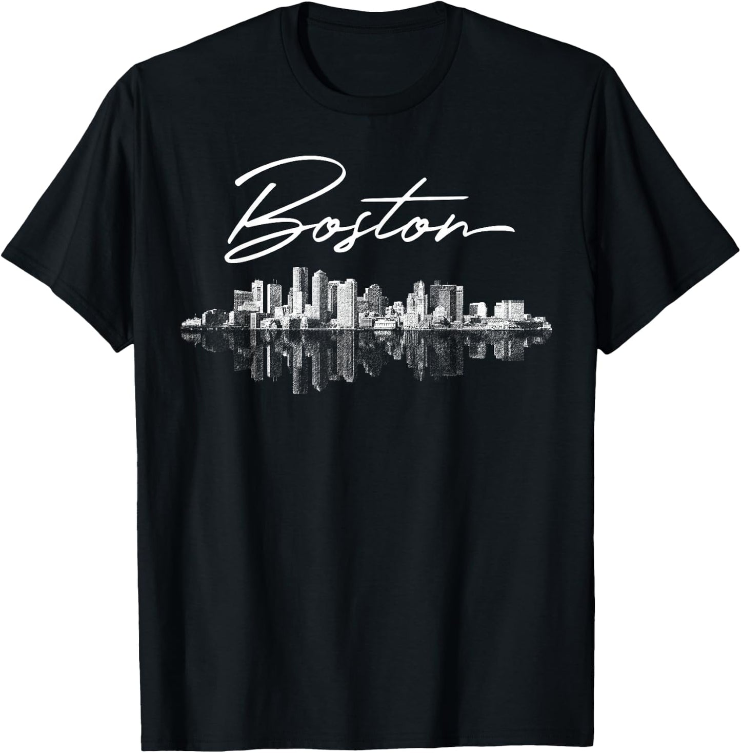 Boston Skyline Men Girls & Boys T-Shirt - T-Shirt | Black