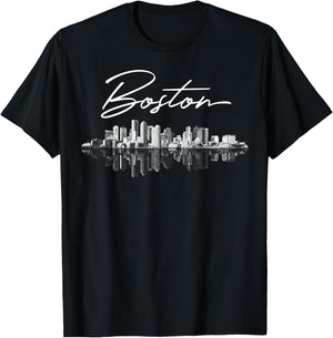 Boston Skyline Men Girls & Boys T-Shirt - T-Shirt | Black
