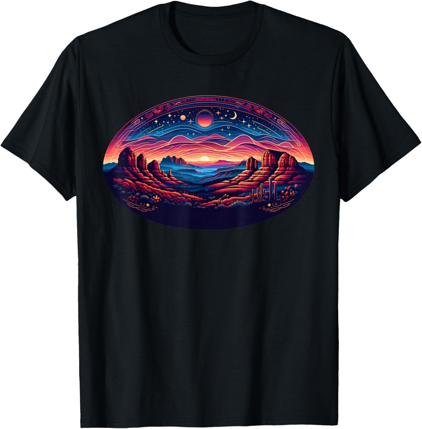 Sedona Arizona Nature Hiking Outdoor Mountain Retro Vintage T-Shirt - T-Shirt | Black