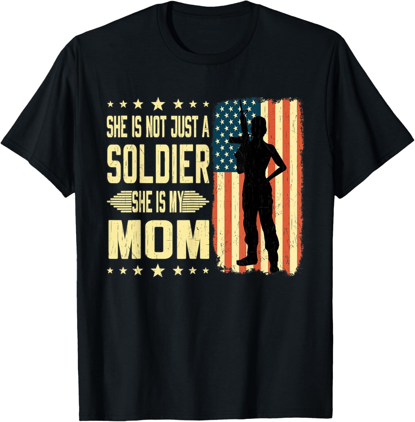 My Mom Is A Soldier Hero Proud Army Daughter Son Military T-Shirt - T-Shirt | Black