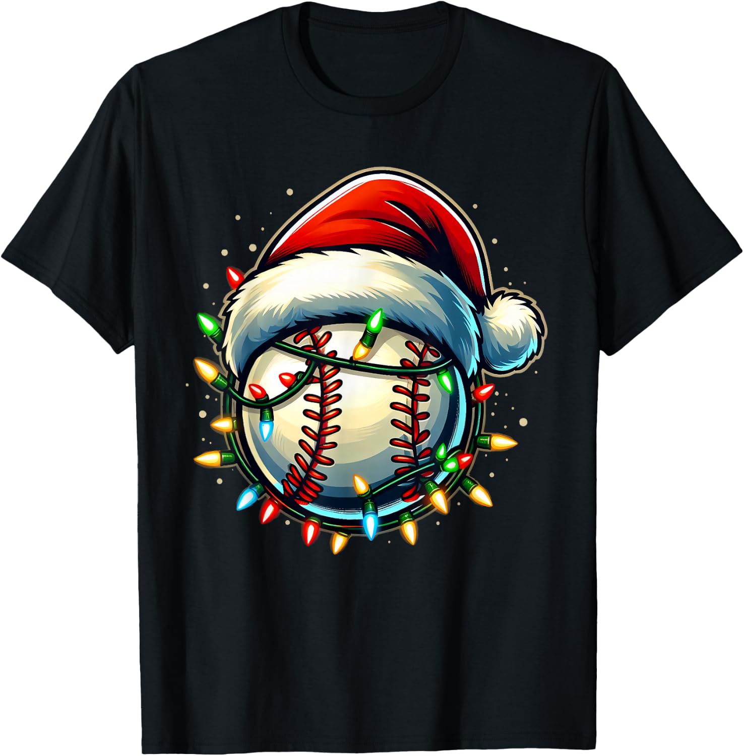 Christmas Baseball Xmas Santa Baseball Lover Boys Girls Kids T-Shirt - T-Shirt | Black