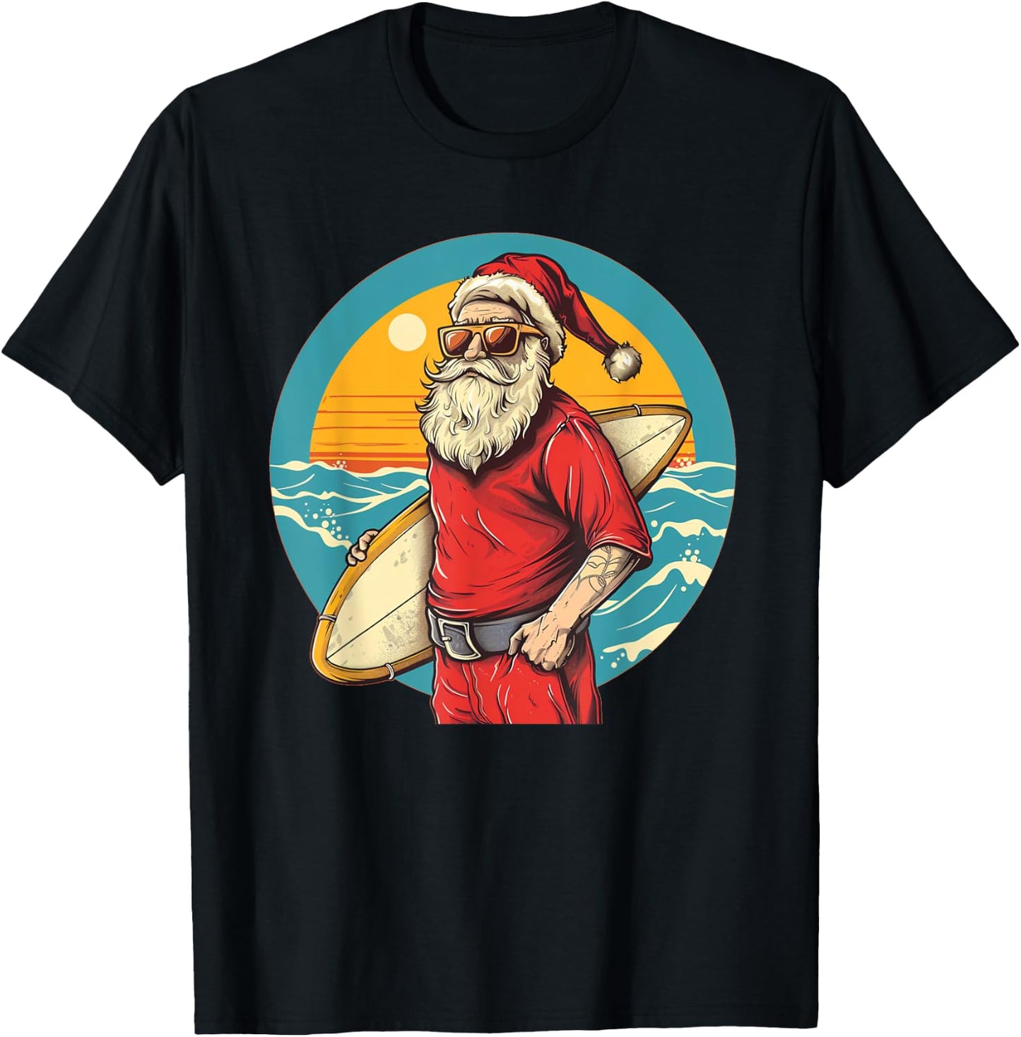 Nice surfing Santa Costume for Surfboards and Beach Lovers Men Women Kids T-Shirt - T-Shirt | Black