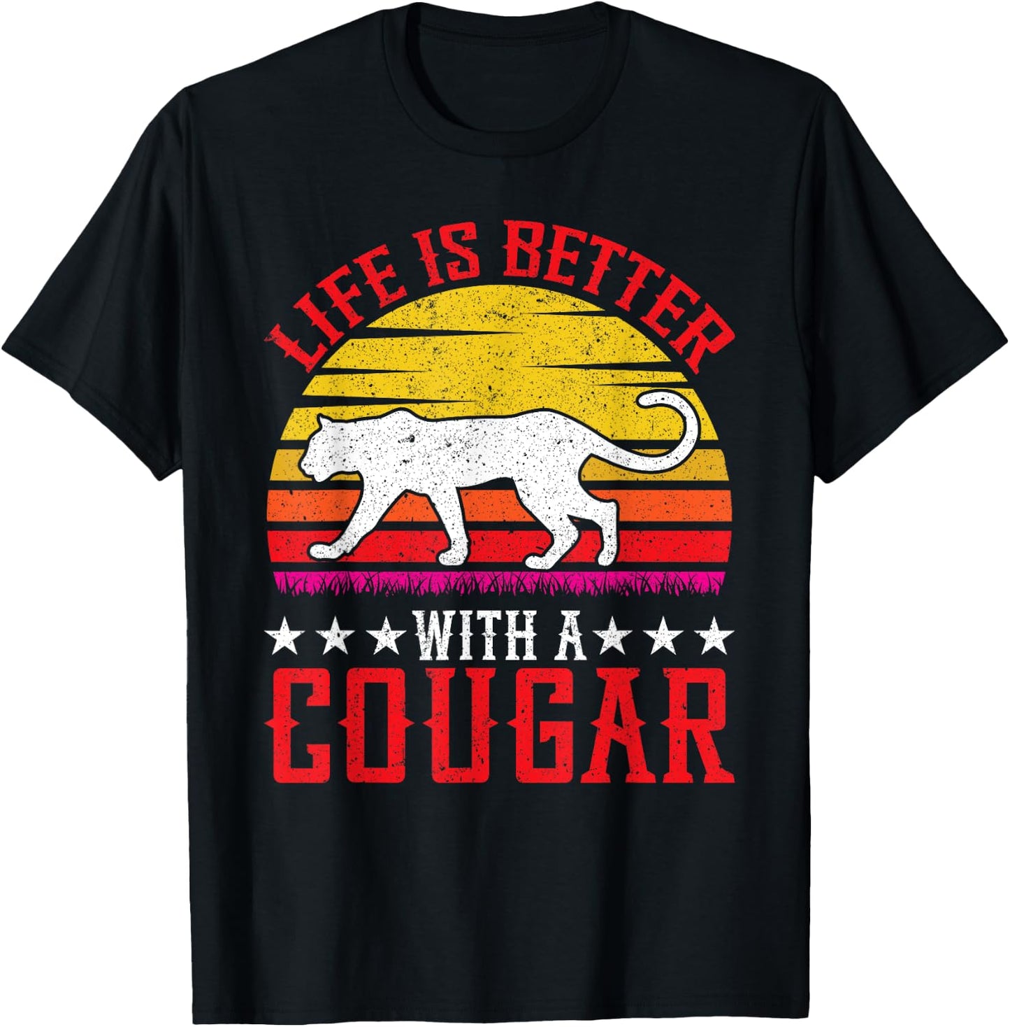 Life is Better with a Cougar T-Shirt - T-Shirt | Black