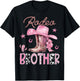 Rodeo Brother Pink Boots Coquette CowGirl Birthday Party T-Shirt - T-Shirt | Black
