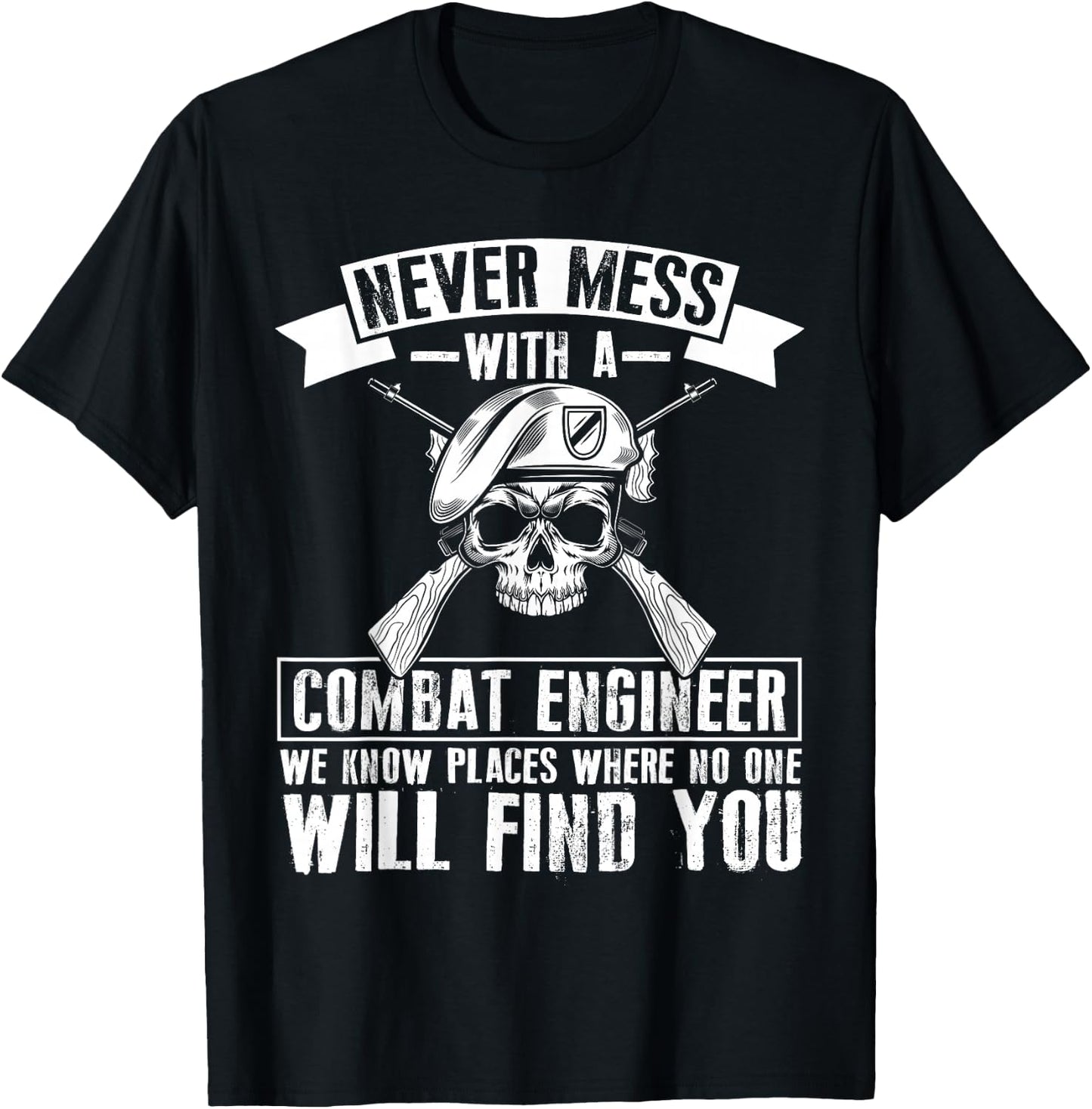 Combat Engineering Badge US Military Combat Engineer T-Shirt - T-Shirt | Black