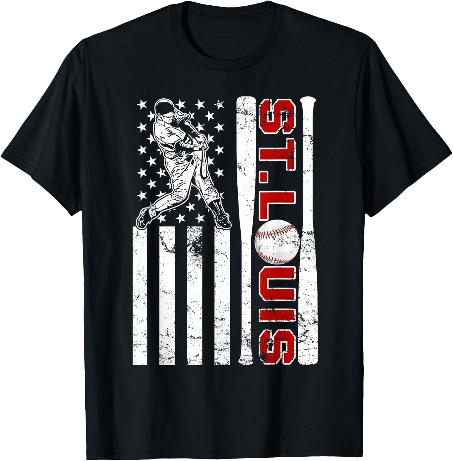 St. Louis Retro Baseball Lover US Flag Met At Game Day Boys T-Shirt - T-Shirt | Black