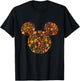 Disney Mickey Mouse Head and Ears Icon Fall Leaves T-Shirt - T-Shirt | Black