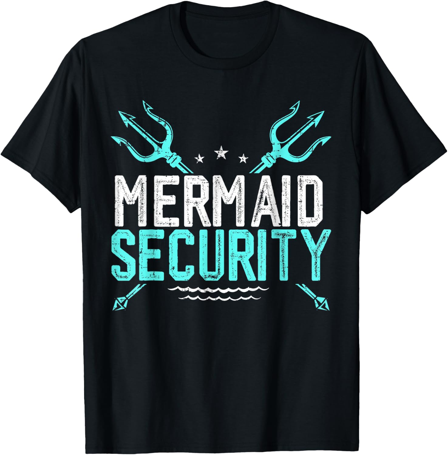 Mermaid Security Shirt Mermaid Dad Birthday Merdad T-Shirt - T-Shirt | Black