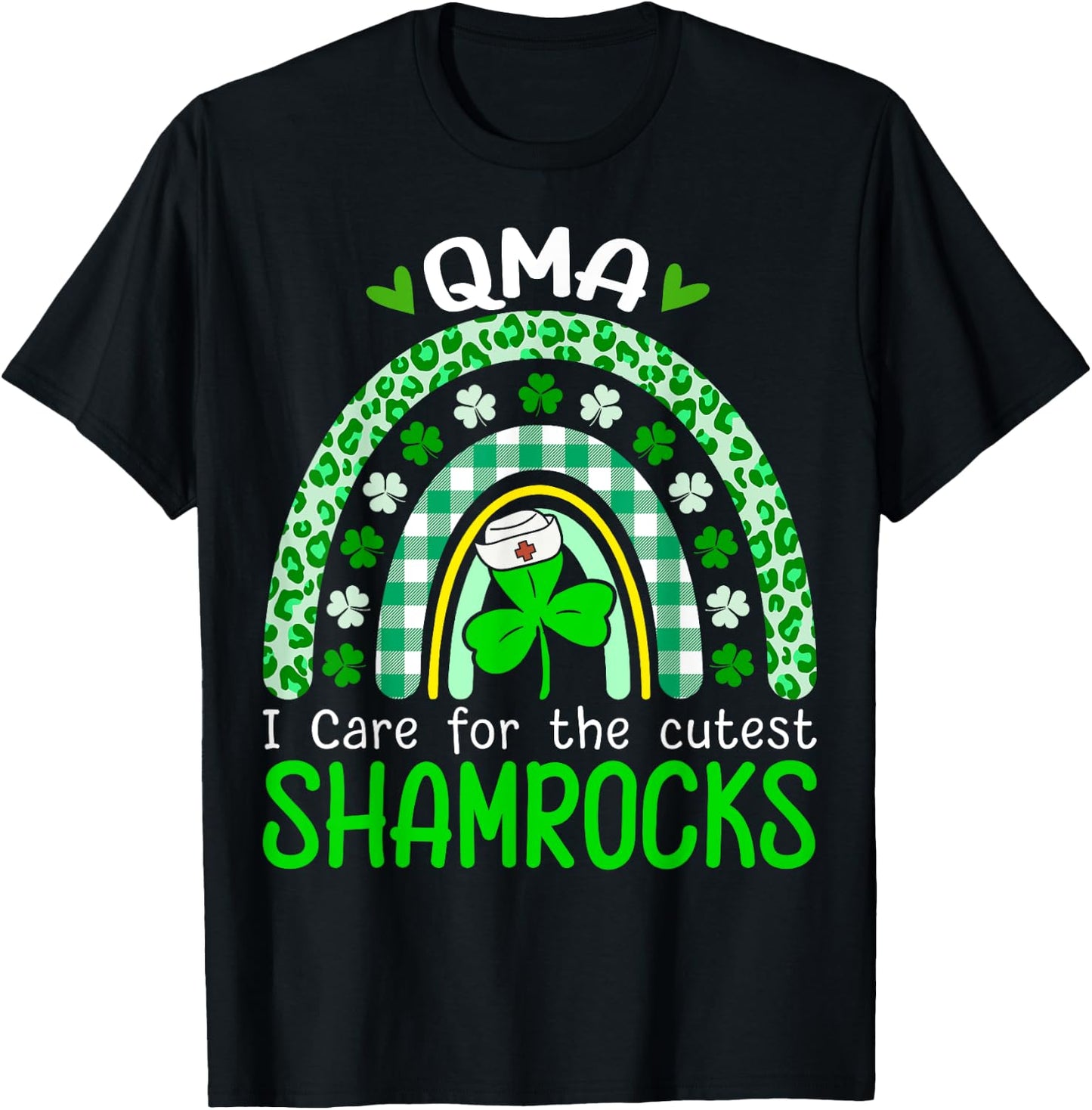 QMA Cutest Shamrocks Nurse St Patricks Day T-Shirt - T-Shirt | Black
