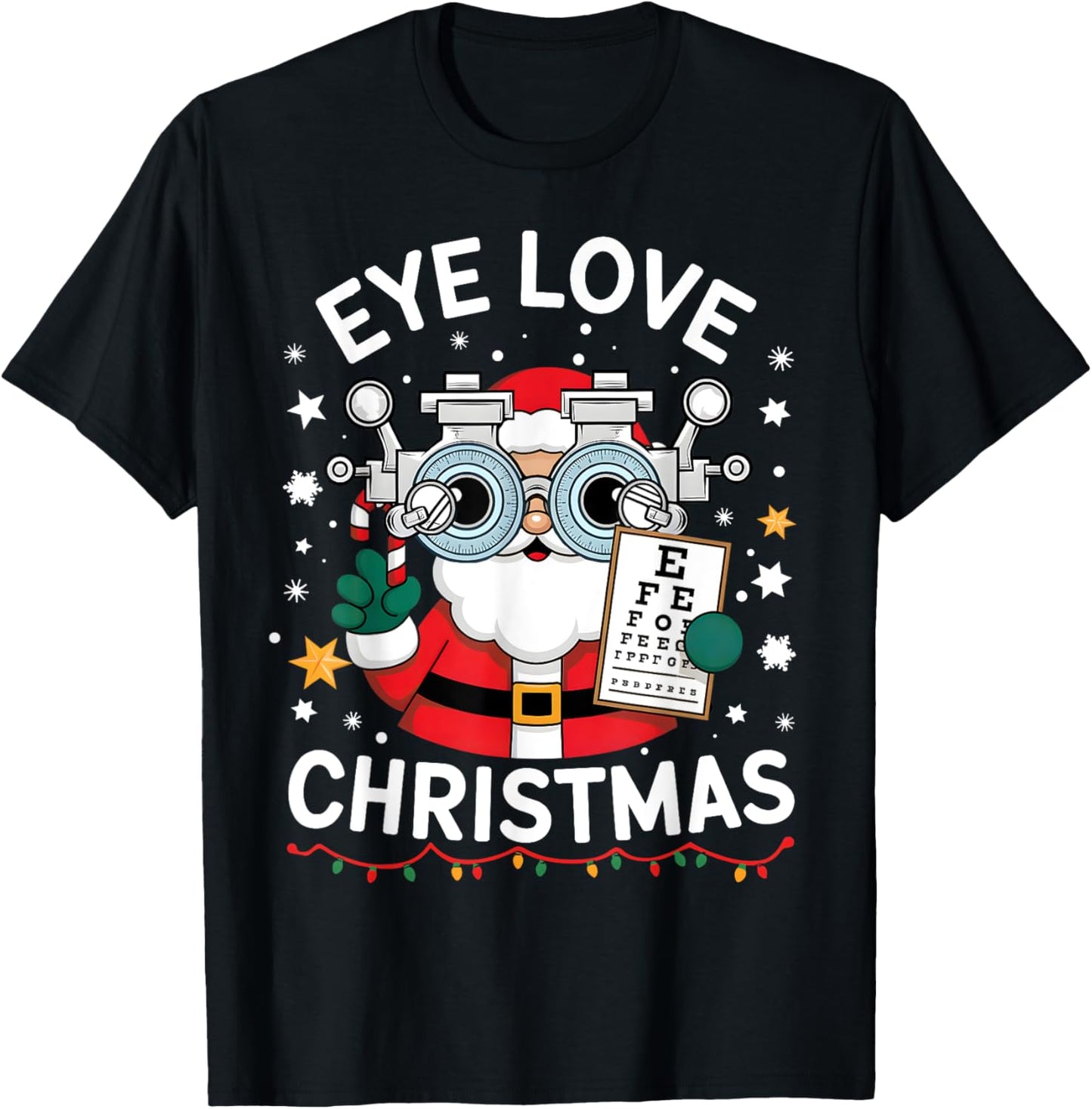 Eye Love Christmas Optometrist Shirt Eye Doctor Christmas T-Shirt - T-Shirt | Black
