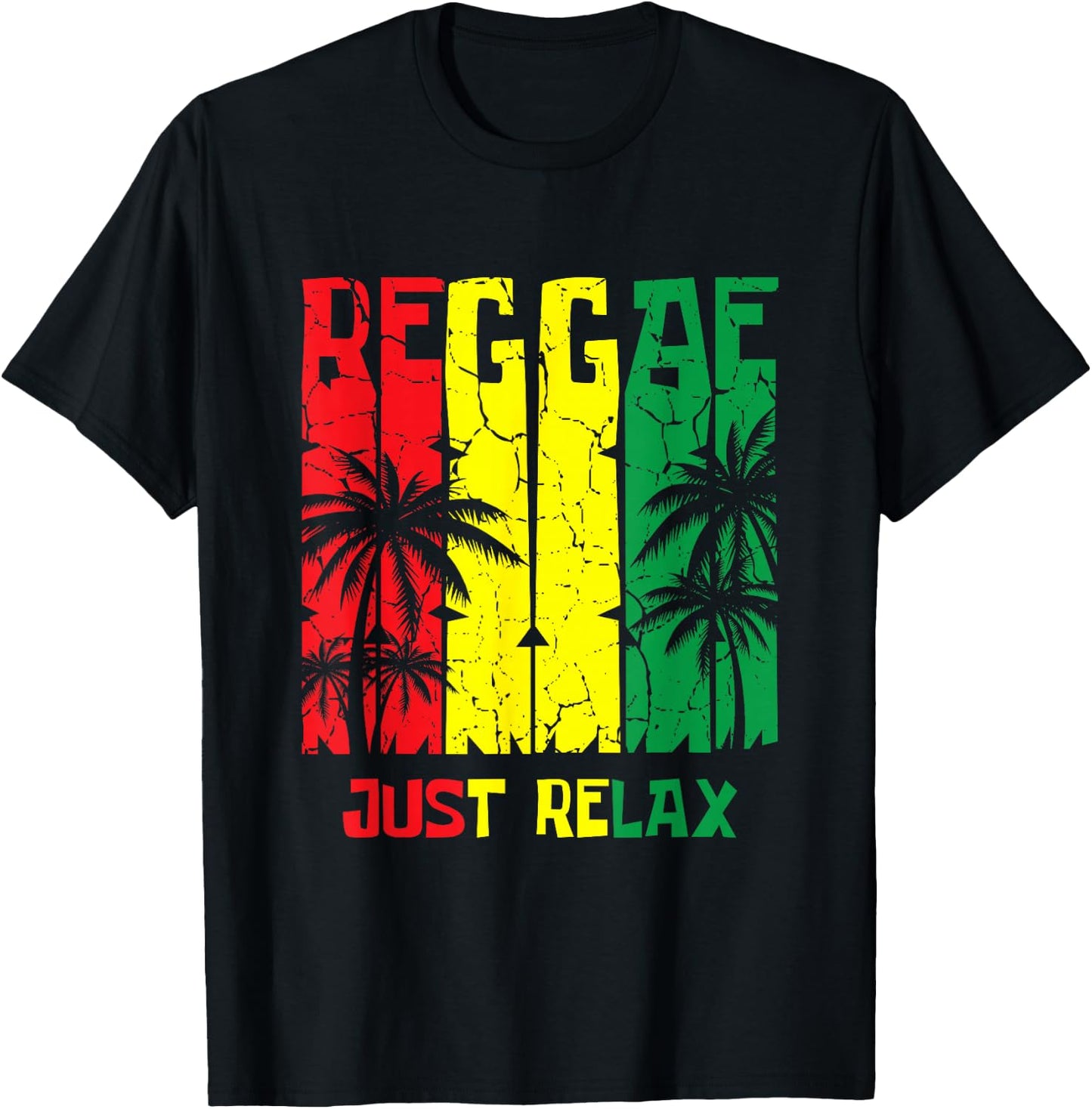 Reggae Jamaica Palm Trees Stoner Weed Smoker Relax T-Shirt - T-Shirt | Black