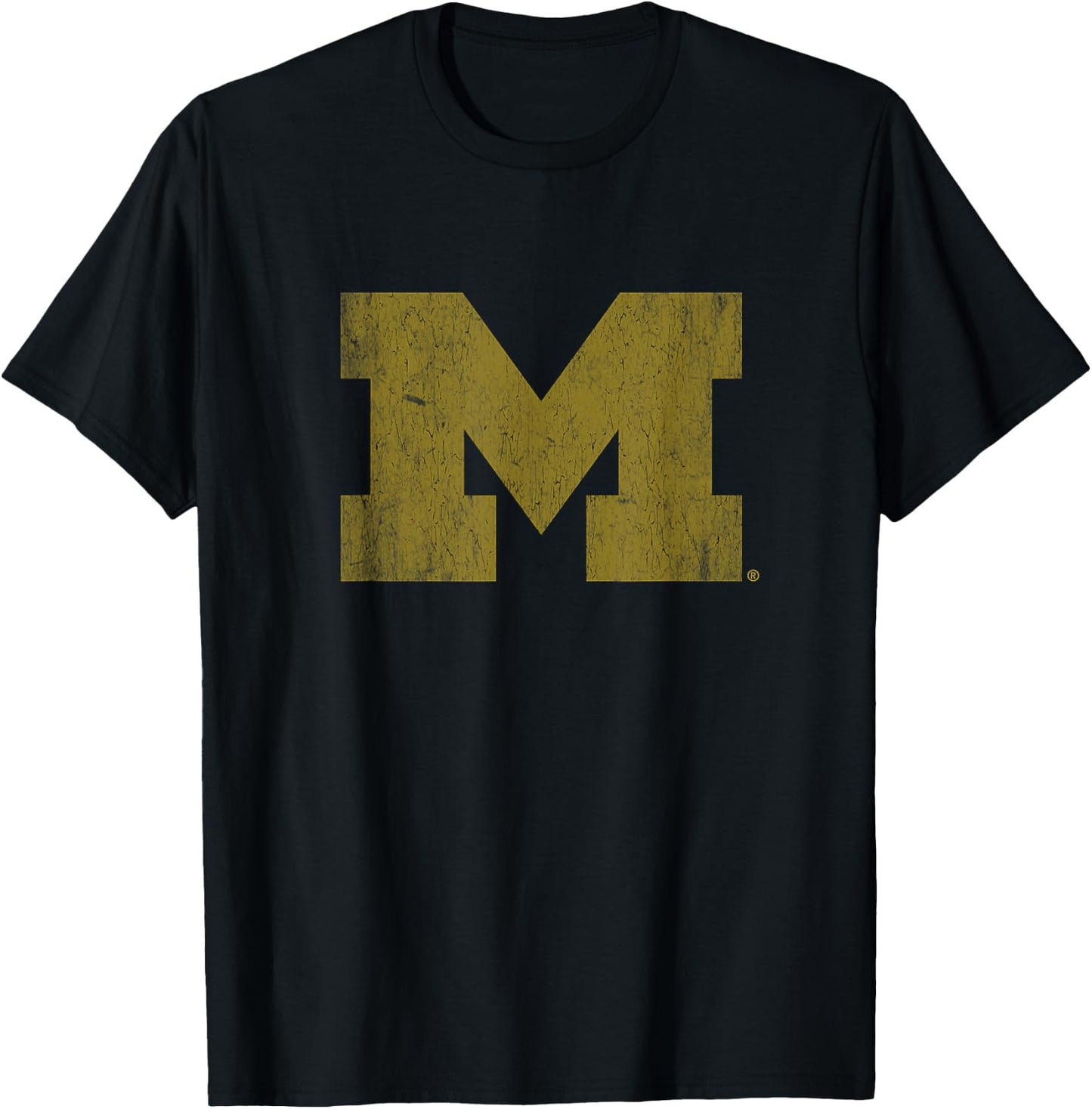 University of Michigan Wolverines U of M Simple Distressed T-Shirt - T-Shirt | Black
