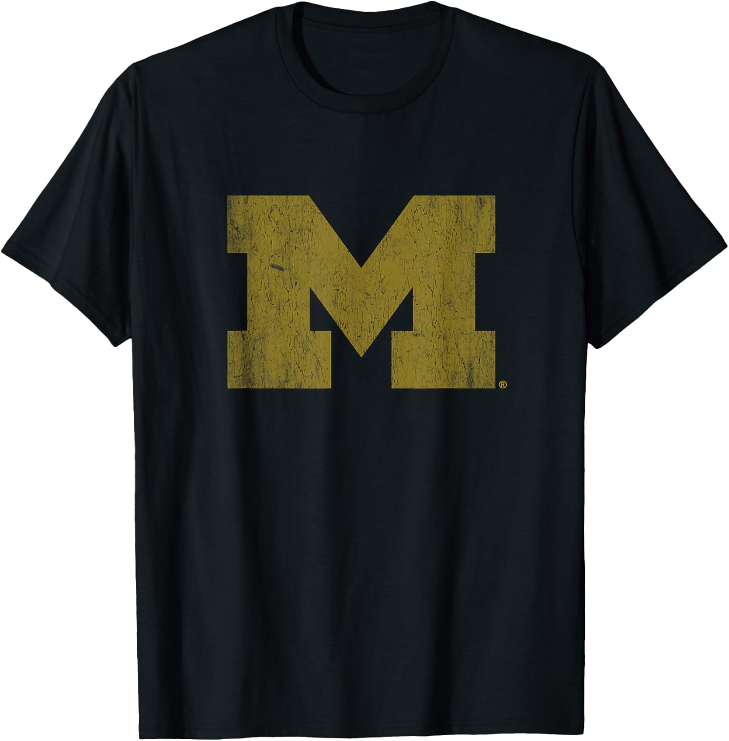 University of Michigan Wolverines U of M Simple Distressed T-Shirt - T-Shirt | Black