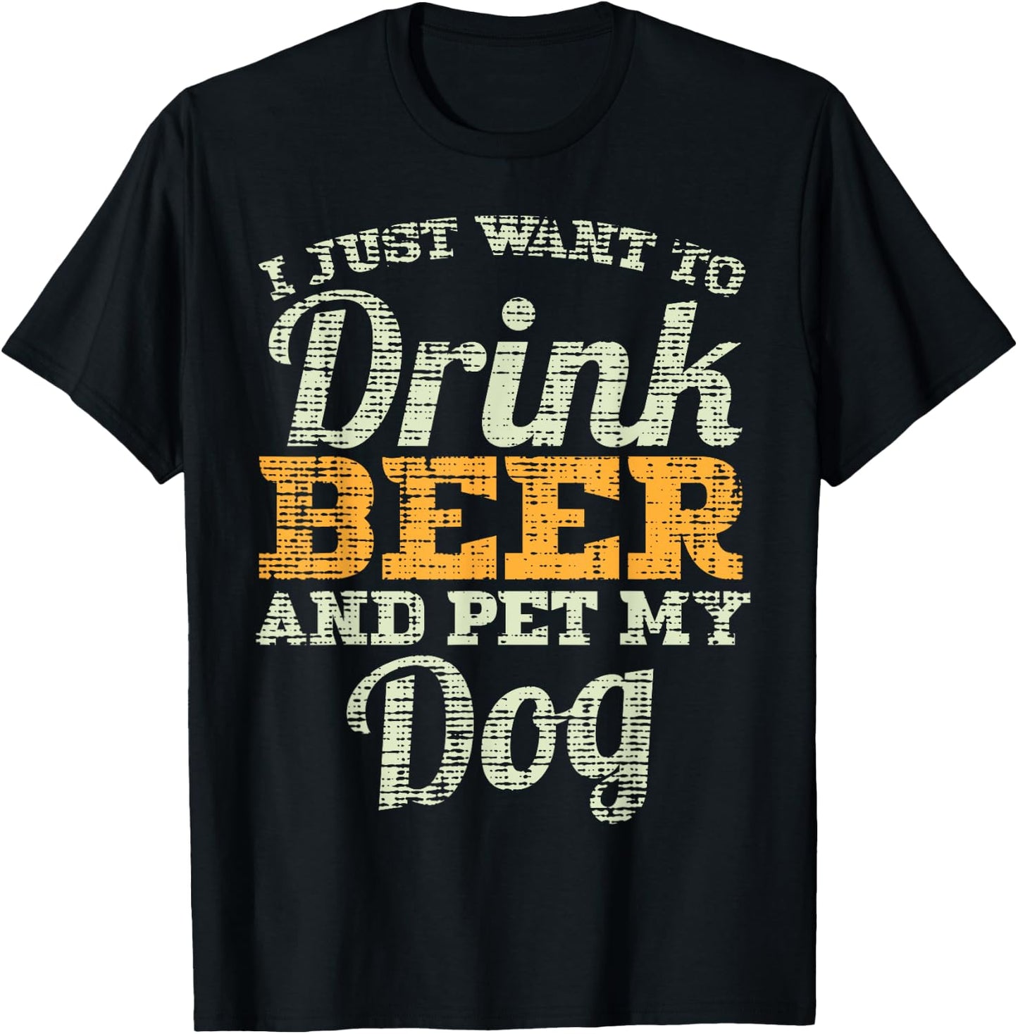 Drink Beer And Pet My Dog Funny Fathers Day Men Dad Gift T-Shirt - T-Shirt | Black