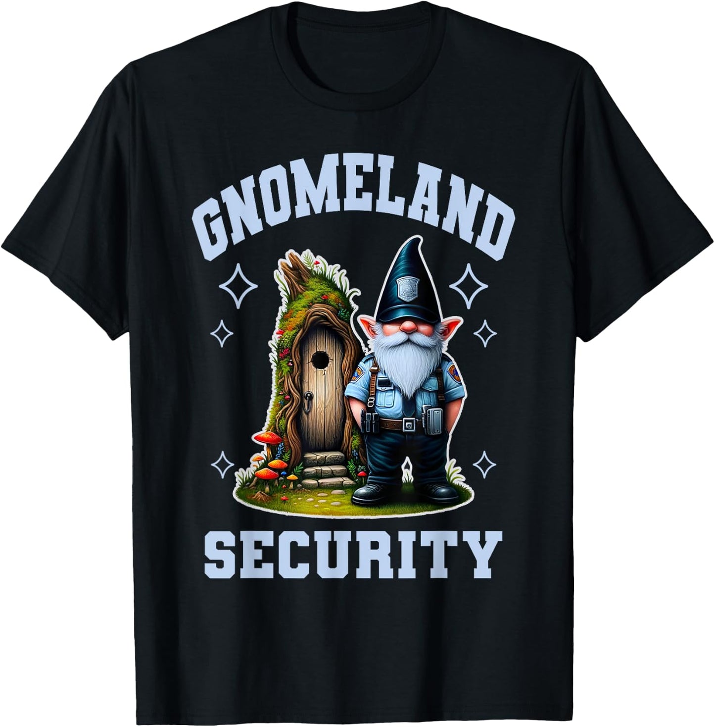 Funny Garden Gnome Gnomeland Security Graphic T-Shirt - T-Shirt | Black