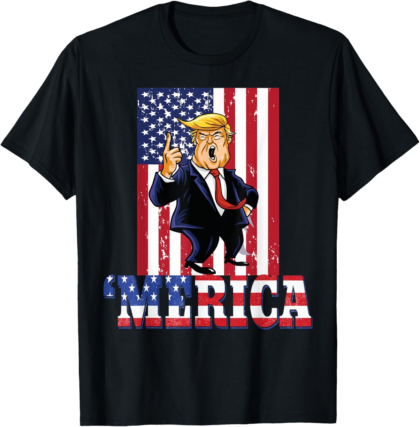 Trump 4th of July Merica Men Women Patriotic T-Shirt - T-Shirt | Black