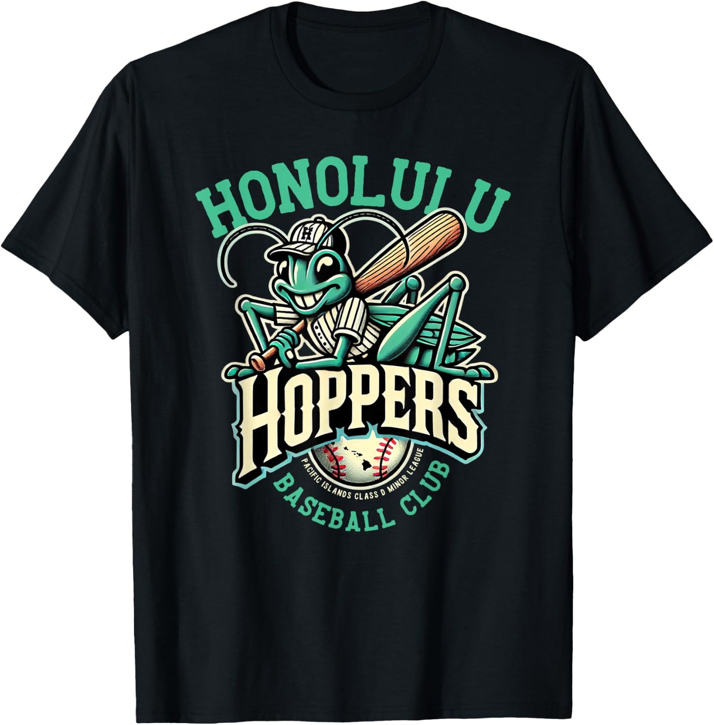 Honolulu Hoppers Retro Minor League Baseball Team T-Shirt - T-Shirt | Black