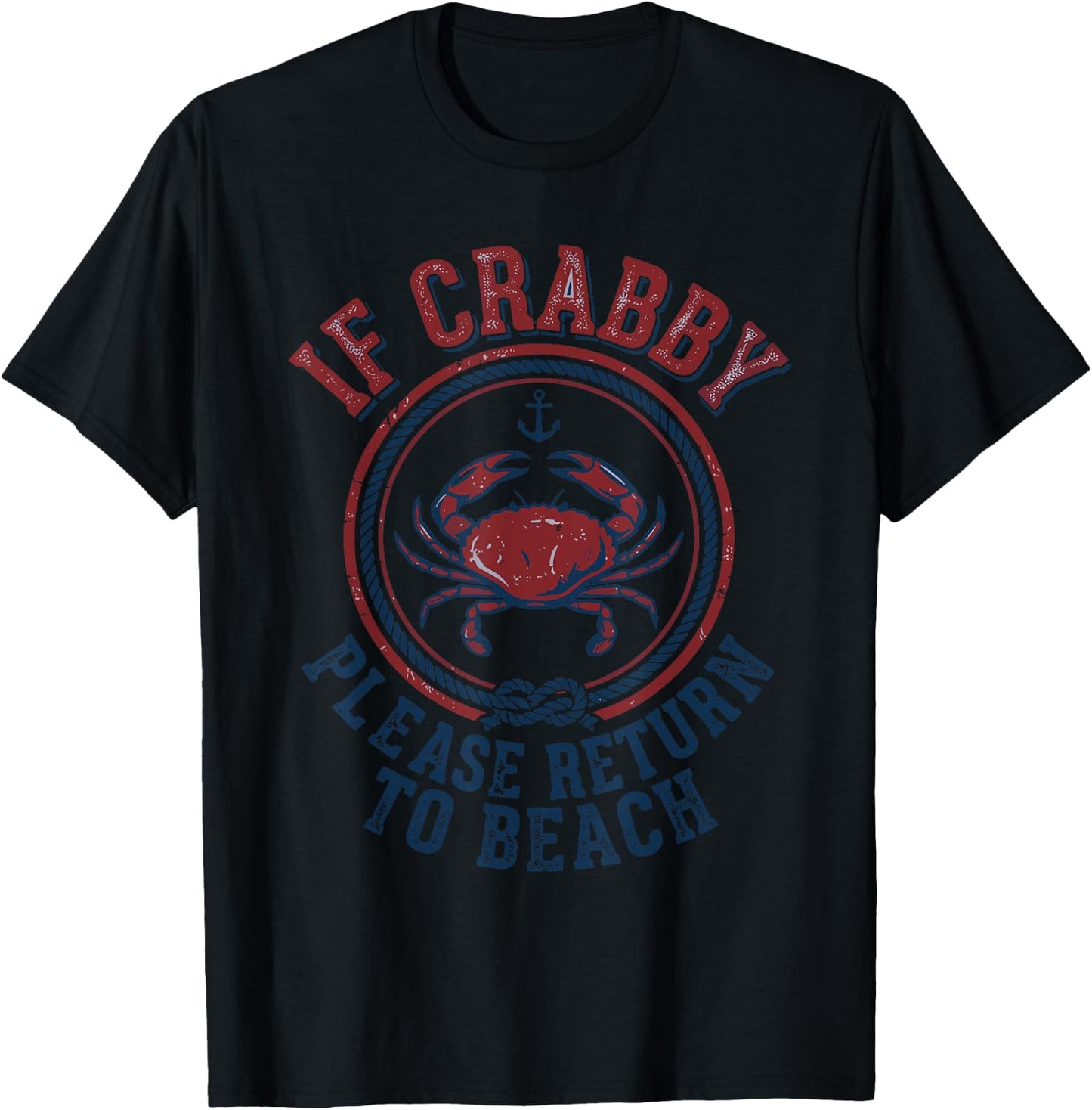 If Crabby Please Return to Beach Retro Crab Sunshine T-Shirt - T-Shirt | Black