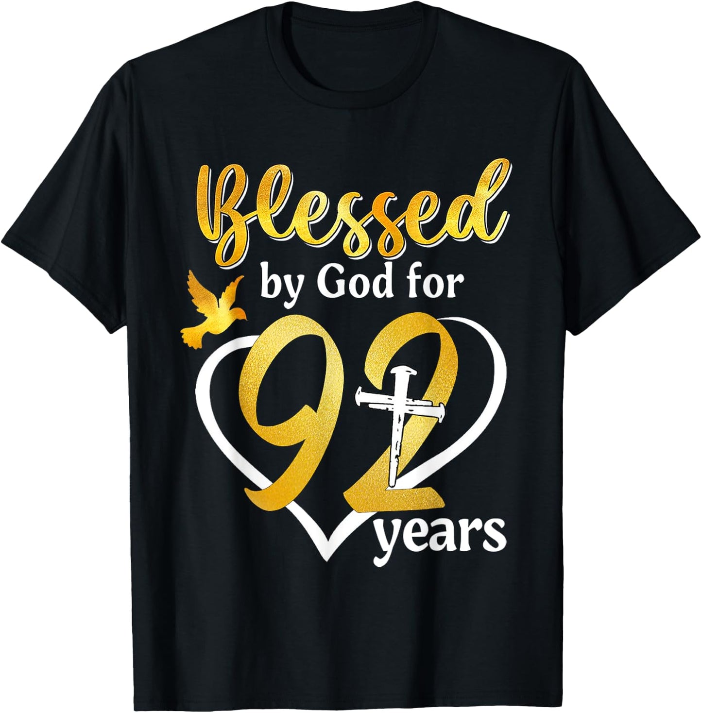 Blessed By God For 92 Years Old 92nd Birthday Party Women T-Shirt - T-Shirt | Black