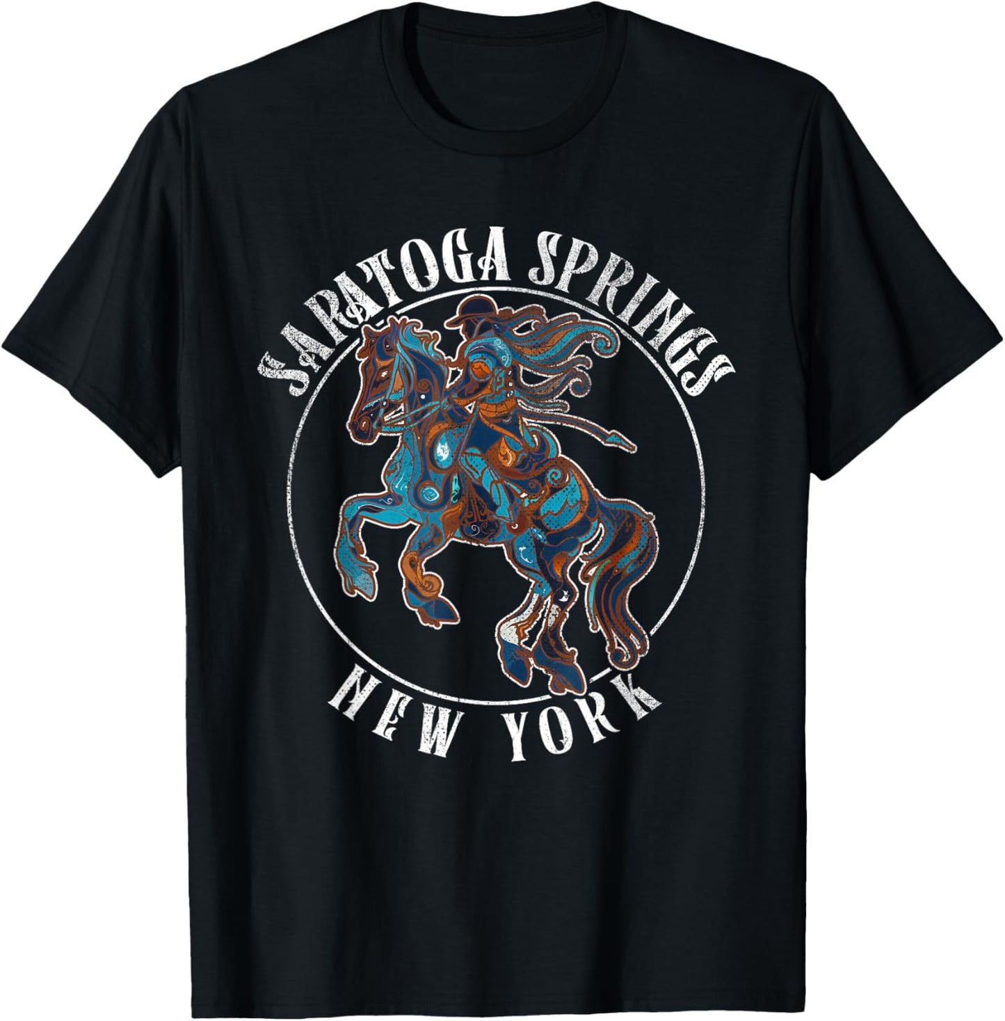 Saratoga Spring New York NY | Horse Race T-Shirt - T-Shirt | Black