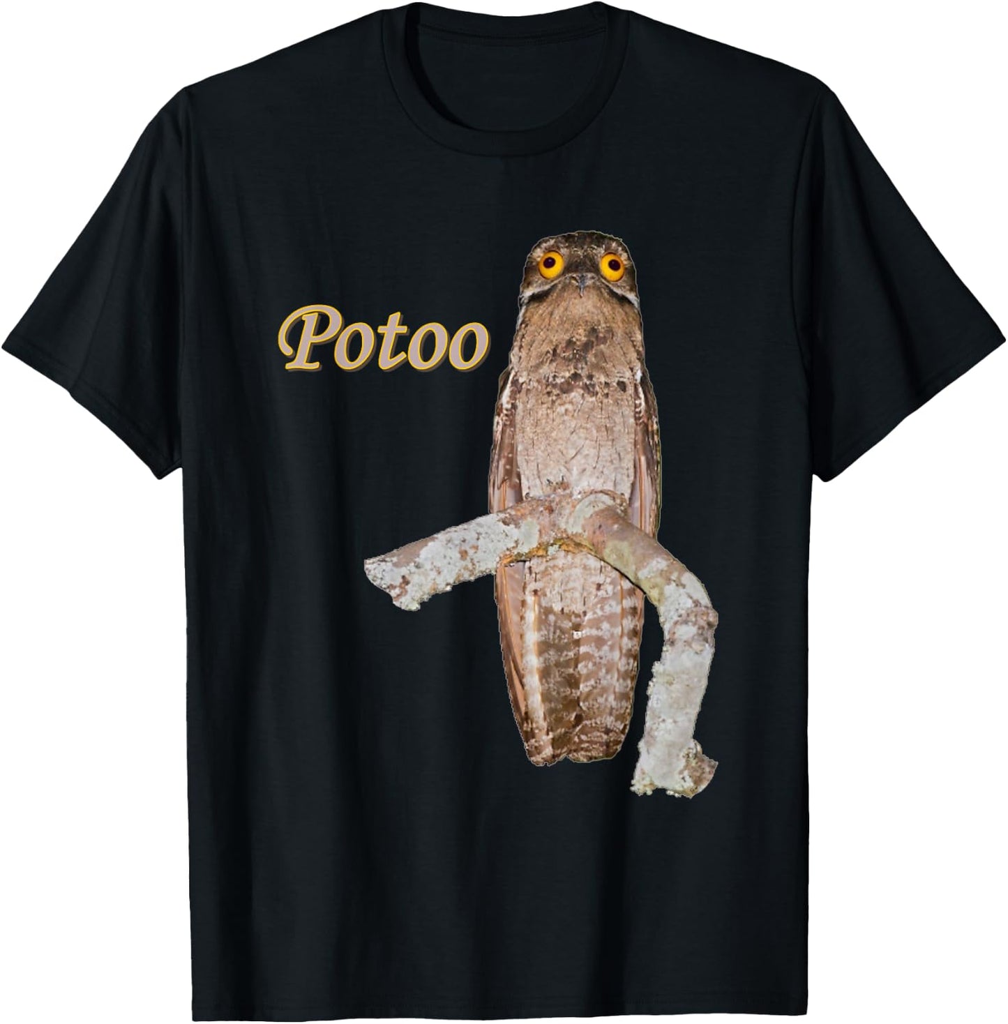 Potoo Bird Photo Funny Eyes T-Shirt - T-Shirt | Black