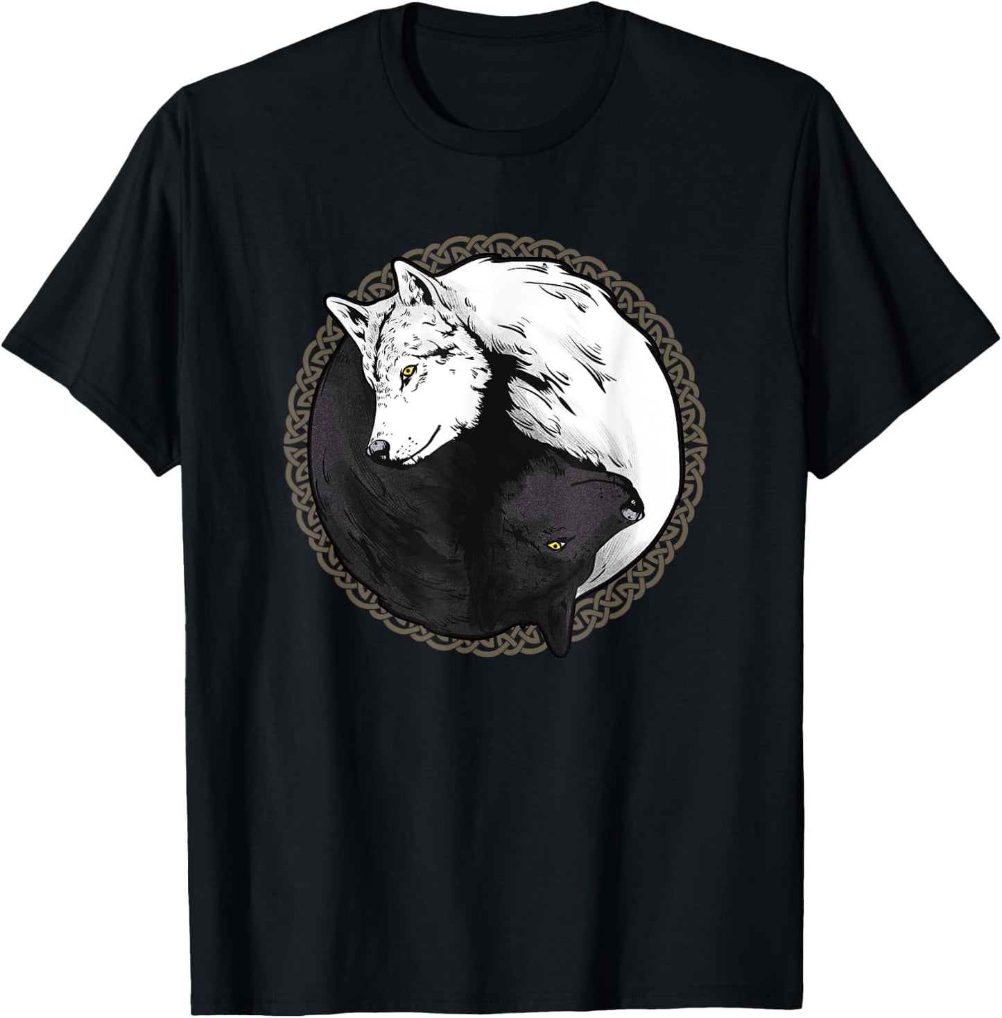 Wolf Shirts, Yin Yang Wolves Animal Gift T-Shirt - T-Shirt | Black
