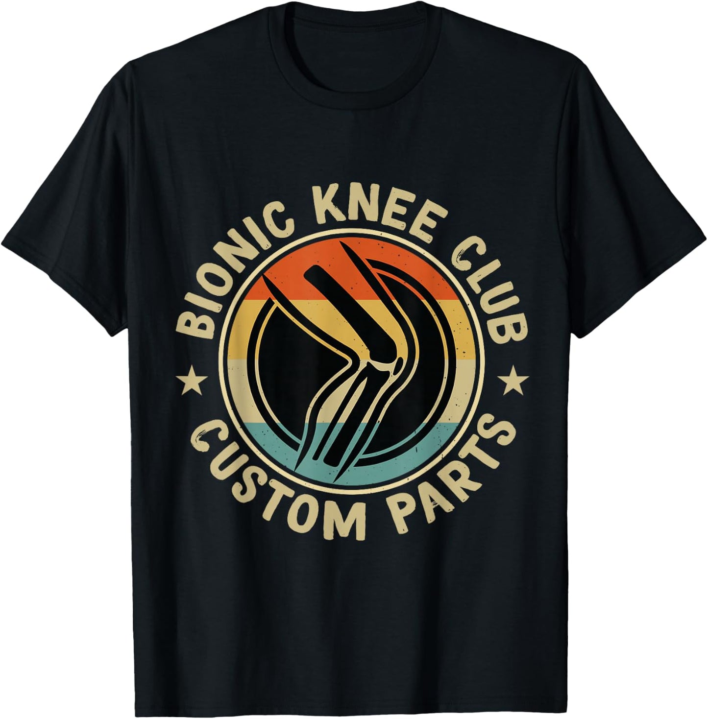 Bionic Knee Club Custom Parts Bones funny Knee Replacement T-Shirt - T-Shirt | Black