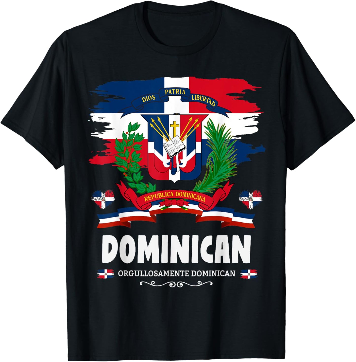 Coat of Arms Republica Dominicana & Dominican T-Shirt - T-Shirt | Black