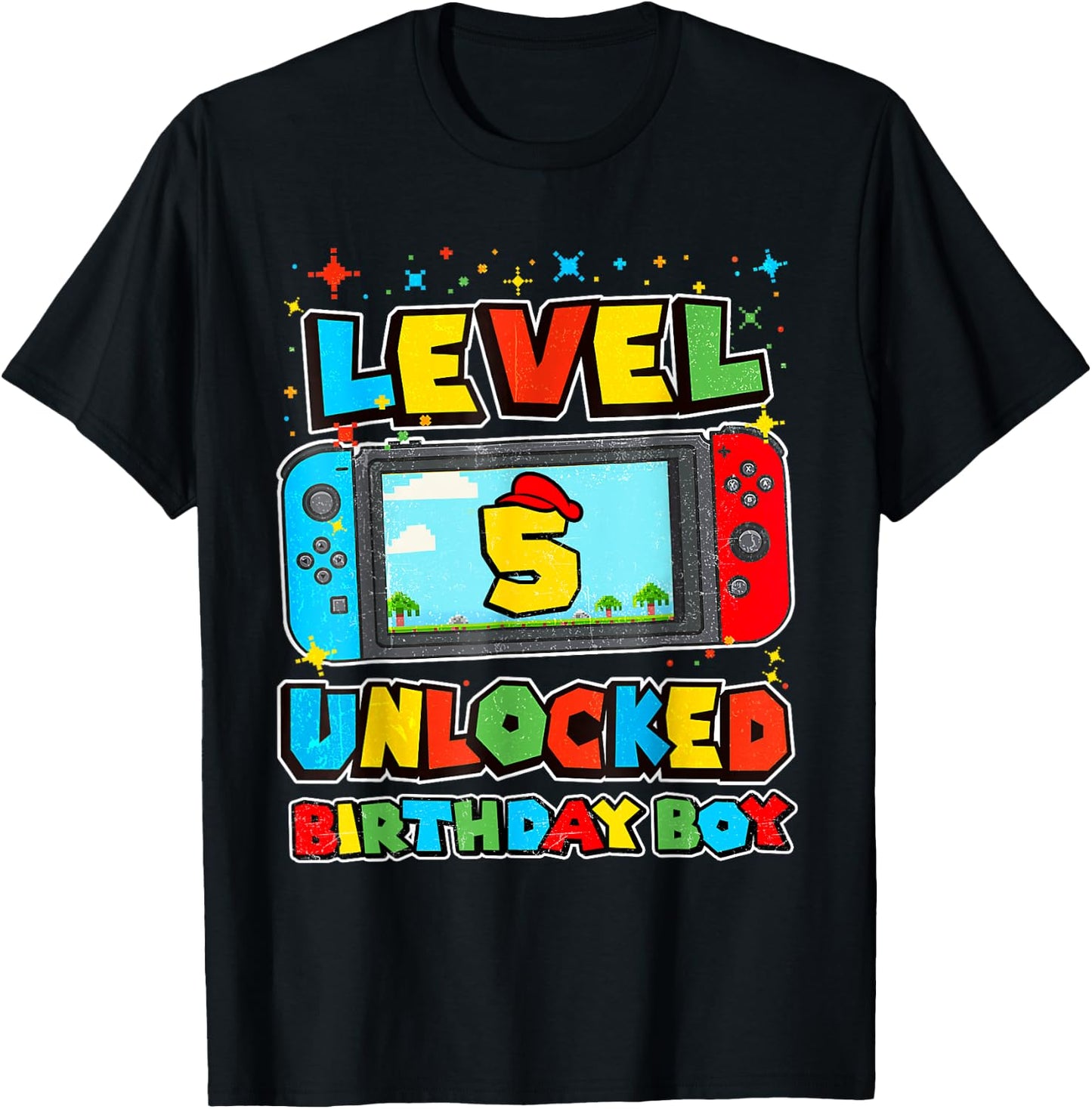 Level 5 Unlocked Birthday Boy Happy 5th Birthday Videos Game T-Shirt - T-Shirt | Black