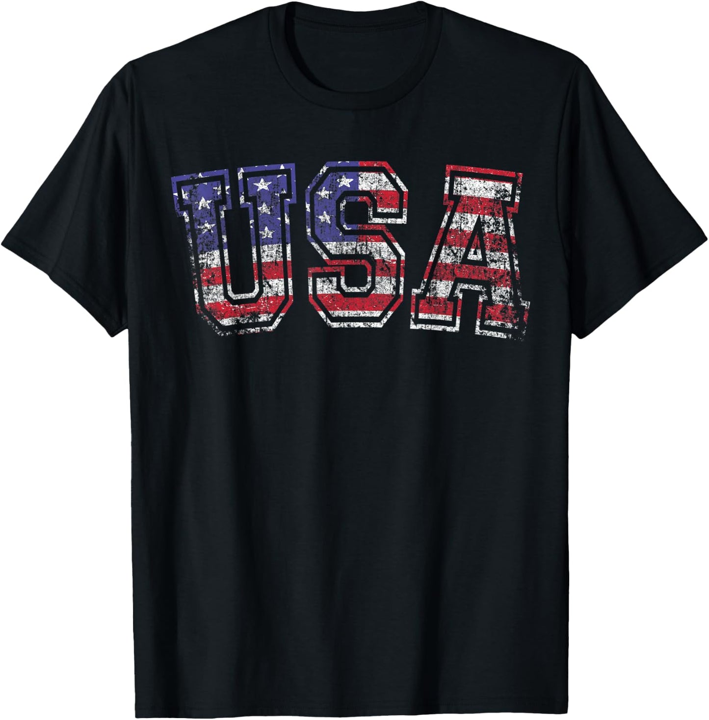 USA T Shirt US Flag Patriodic 4th Of July America T-Shirt - T-Shirt | Black