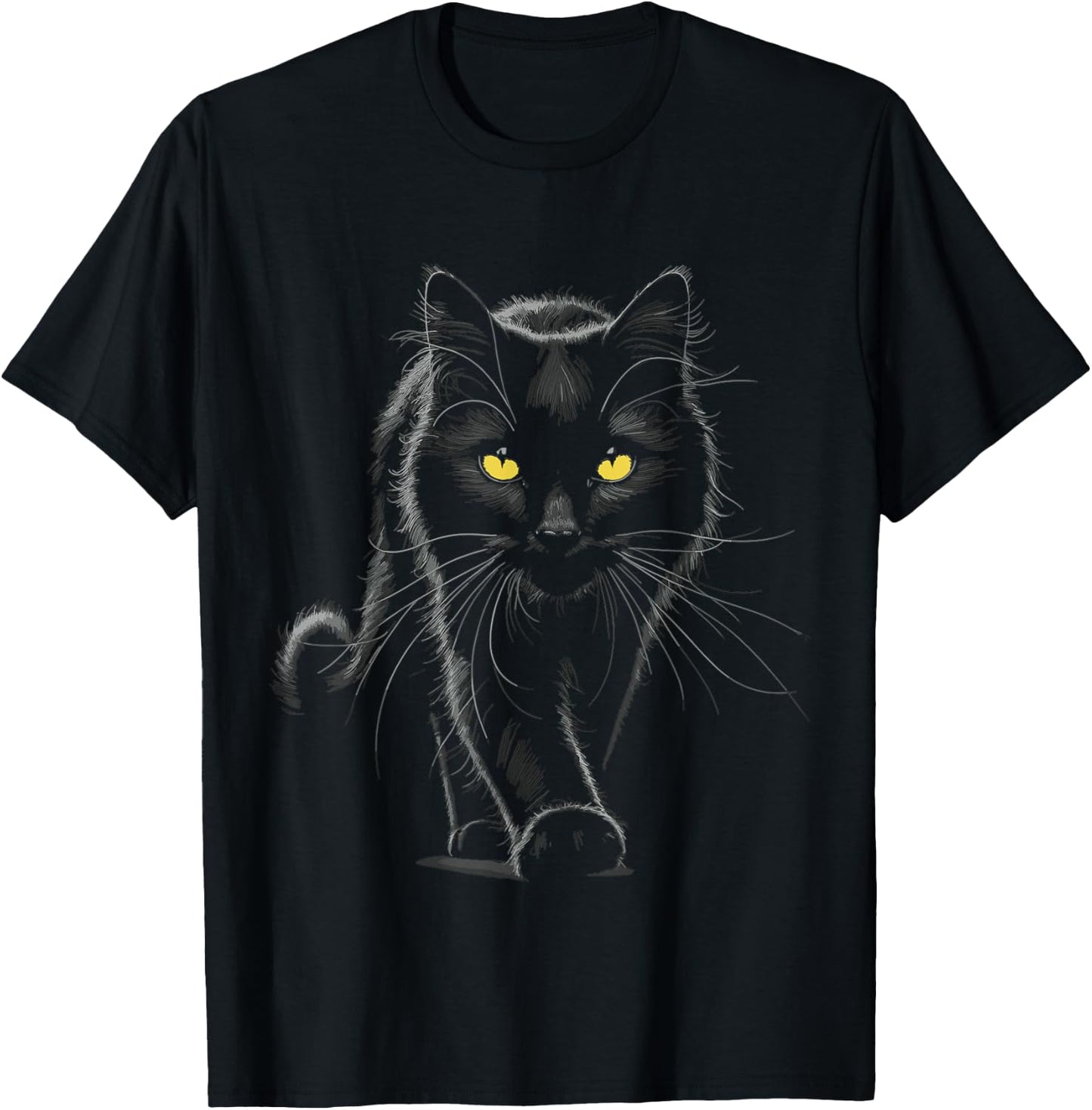 Black Cat Yellow Eyes Cats T-Shirt - T-Shirt | Black
