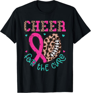 Cheer For The Cure American Football Breast Cancer Awareness T-Shirt - T-Shirt | Black