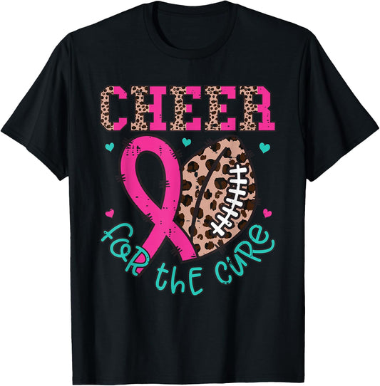 Cheer For The Cure American Football Breast Cancer Awareness T-Shirt - T-Shirt | Black