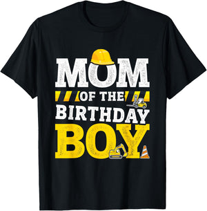 Mom of The Birthday boy Matching Family Construction Party T-Shirt - T-Shirt | Black