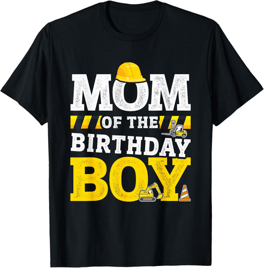 Mom of The Birthday boy Matching Family Construction Party T-Shirt - T-Shirt | Black