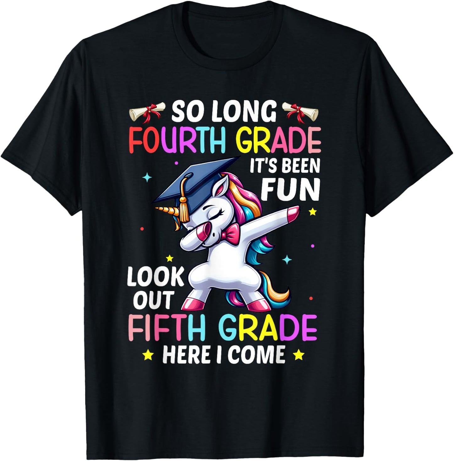 So Long 4th Grade 5th Grade Here I Come Unicorn Graduation T-Shirt - T-Shirt | Black
