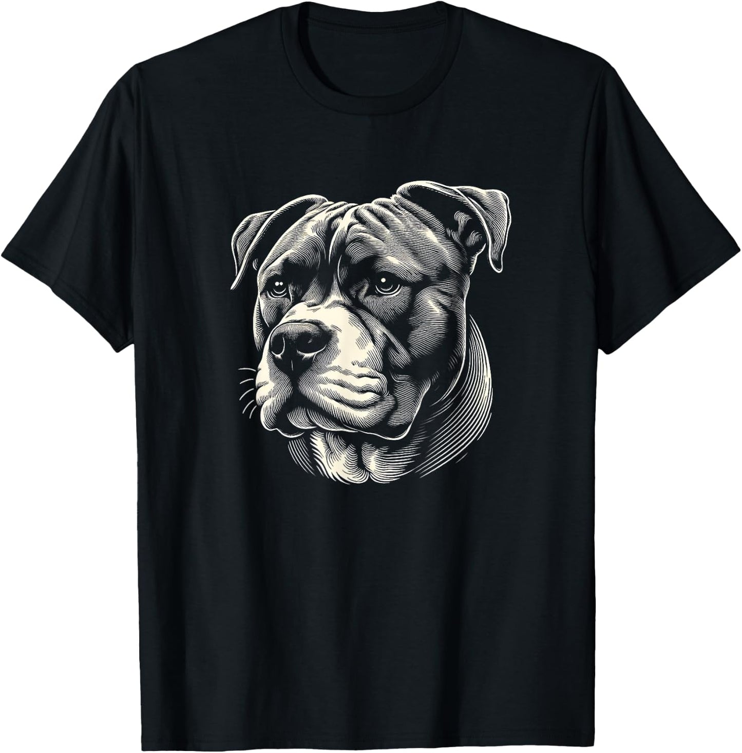 Pitbull Dog Face Art Design And Men T-Shirt - T-Shirt | Black