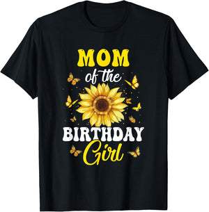 Mom Of The Birthday Girl Sunflower Party Family Matching T-Shirt - T-Shirt | Black